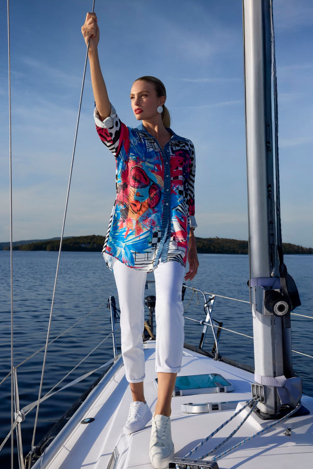 Frank Lyman Blouse 266560 Blue/Fuchsia