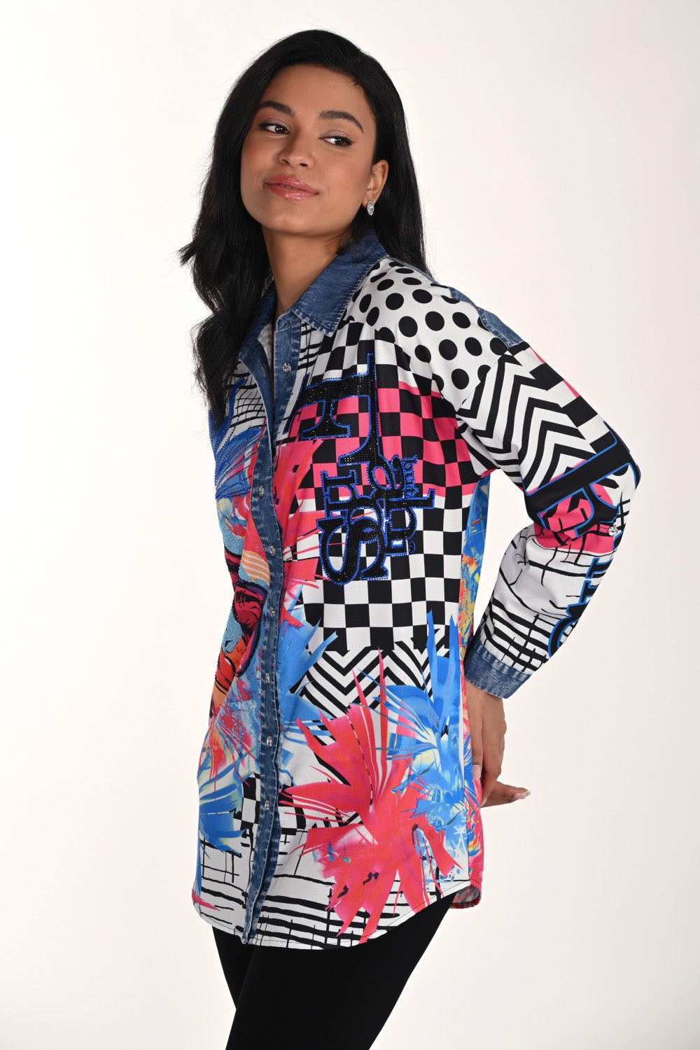 Frank Lyman Blouse 266560 Blue/Fuchsia