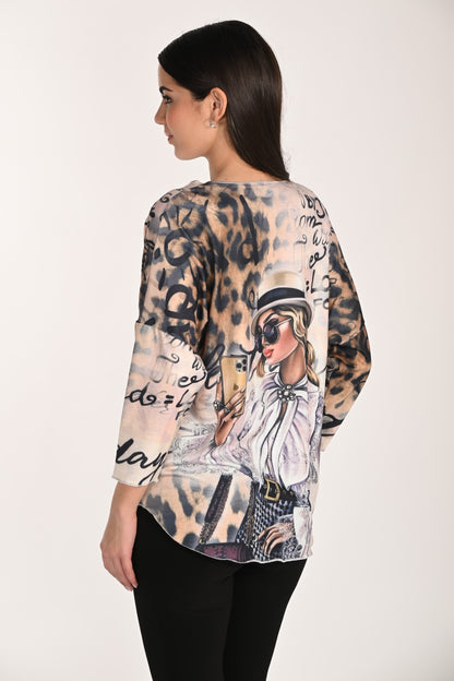 Frank Lyman Top 266562 Tan/Black