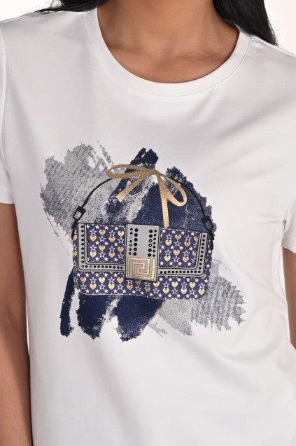 Frank Lyman T-Shirt 266583 Off White/ Navy