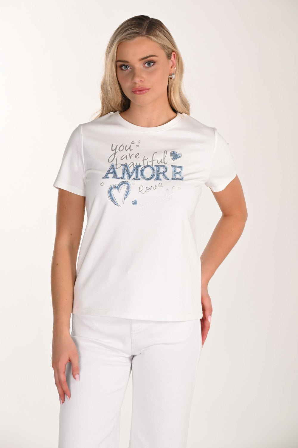 Frank Lyman Top 266589 Off-White/Blue