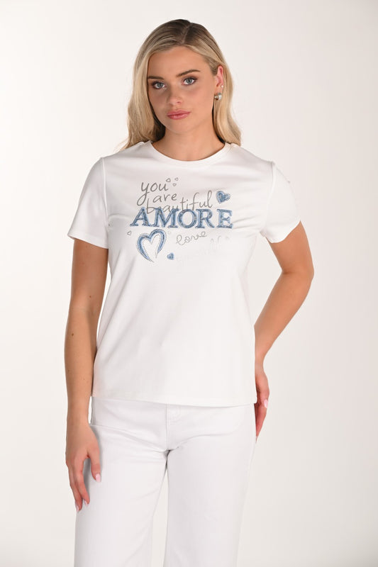 Frank Lyman Top 266589 Off-White/Blue