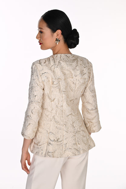 Lyman Women’s Textured Floral Metallic Jacket 269101 – Vanilla/Gold