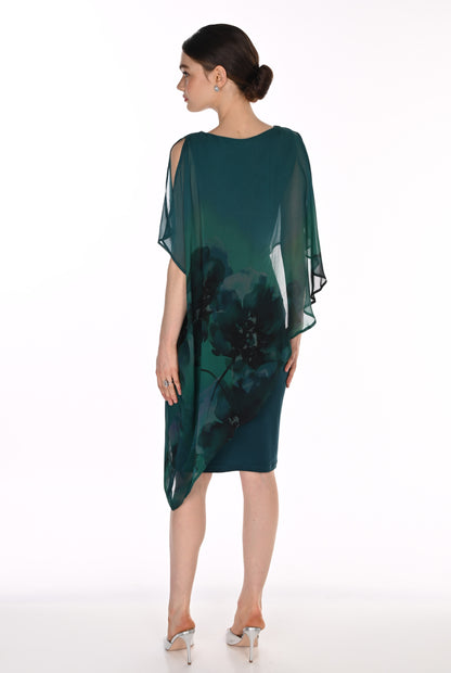 Lyman Women’s Beaded Neckline Floral Overlay Dress 269292 – Spruce