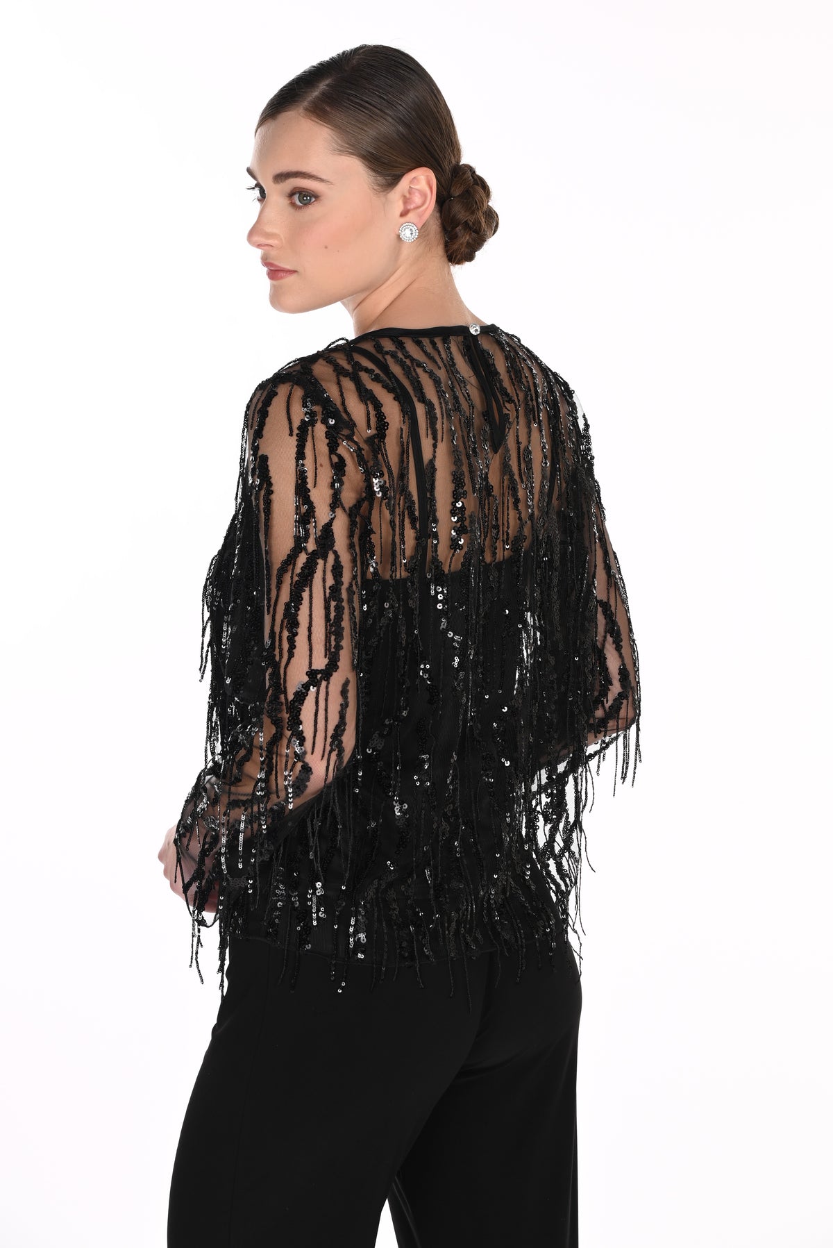 Lyman Women’s Sheer Long Sleeve Sequin Top 269312 – Black