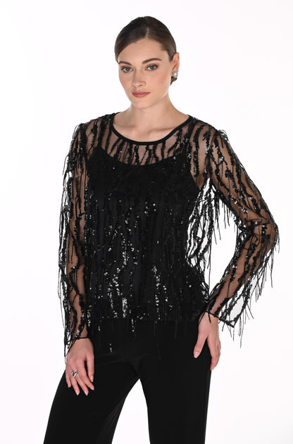 Lyman Women’s Sheer Long Sleeve Sequin Top 269312 – Black
