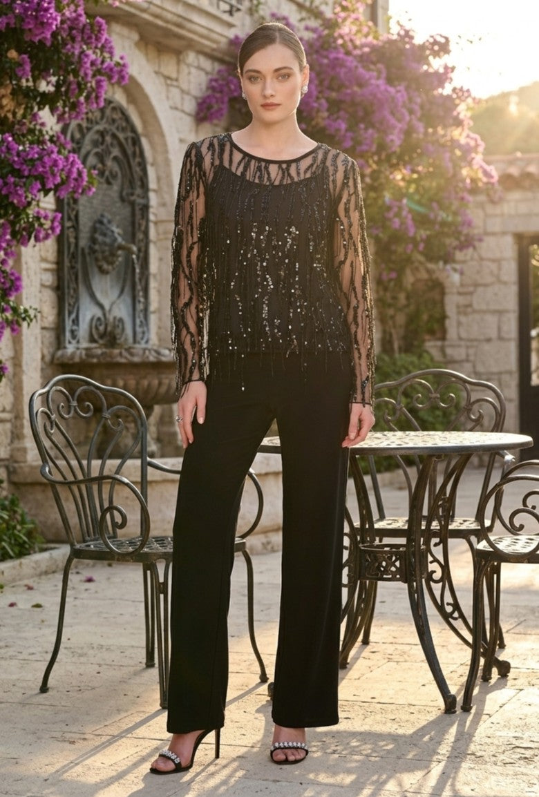 Lyman Women’s Sheer Long Sleeve Sequin Top 269312 – Black