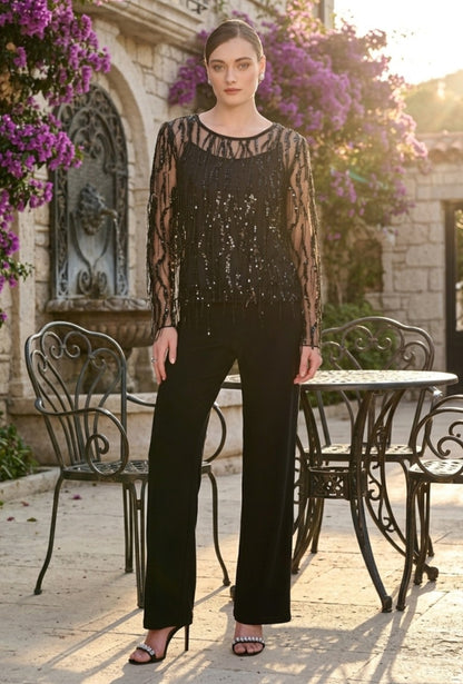 Lyman Women’s Sheer Long Sleeve Sequin Top 269312 – Black