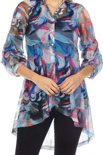 New Label Blouse 88930 Royal/Multi