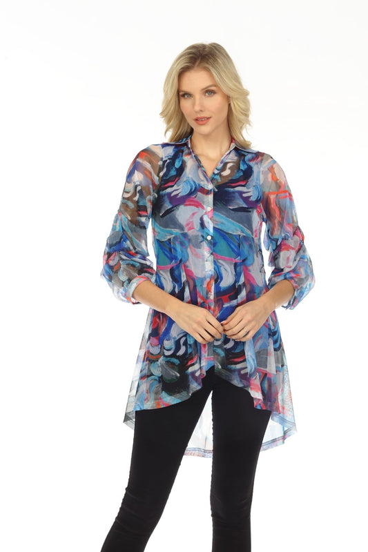 New Label Blouse 88930 Royal/Multi