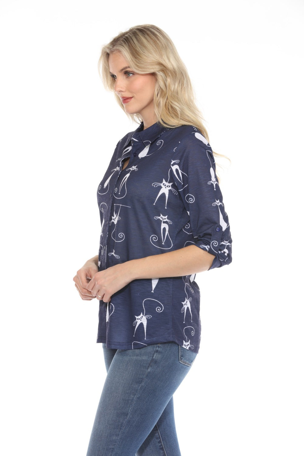New Label Blouse 89045-AS Navy