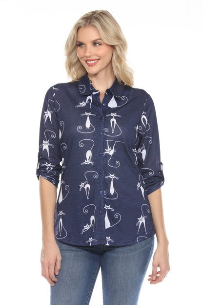 New Label Blouse 89045-AS Navy