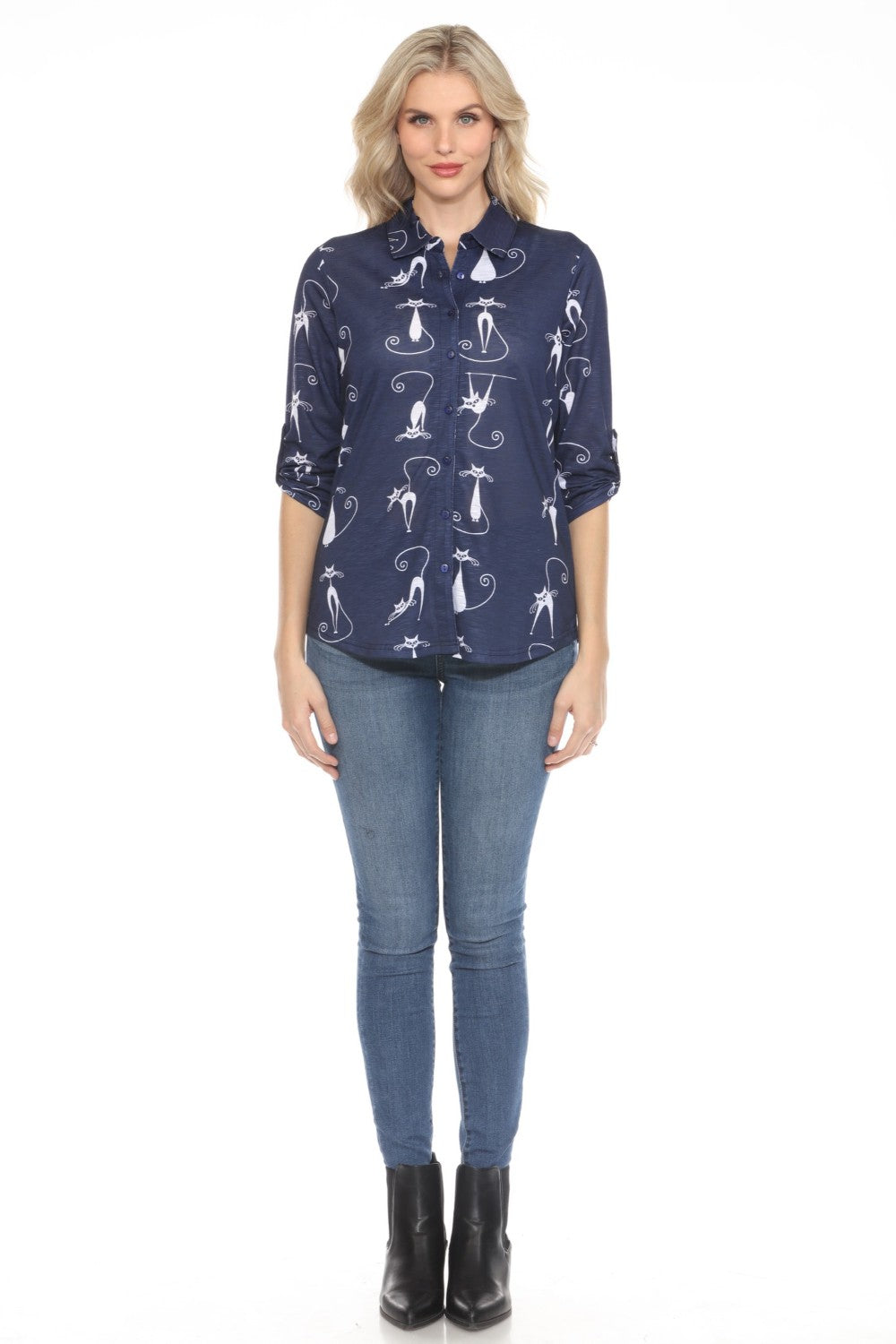 New Label Blouse 89045-AS Navy