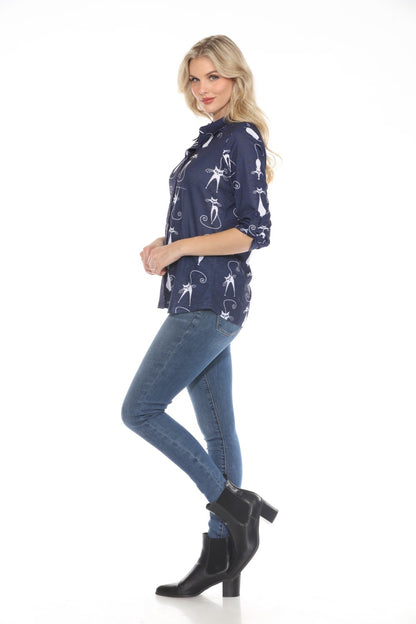 New Label Blouse 89045-AS Navy