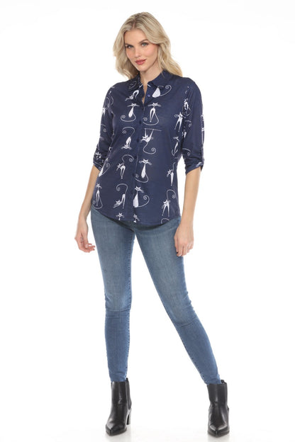 New Label Blouse 89045-AS Navy