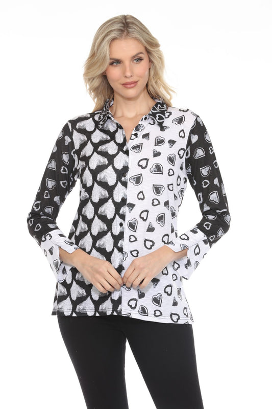 New Label Blouse 89049-AS Black/White