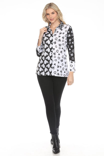 New Label Blouse 89049-AS Black/White