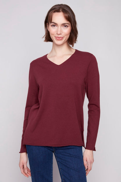 Charlie B Sweater C2279RR-464A-667 Cabernet