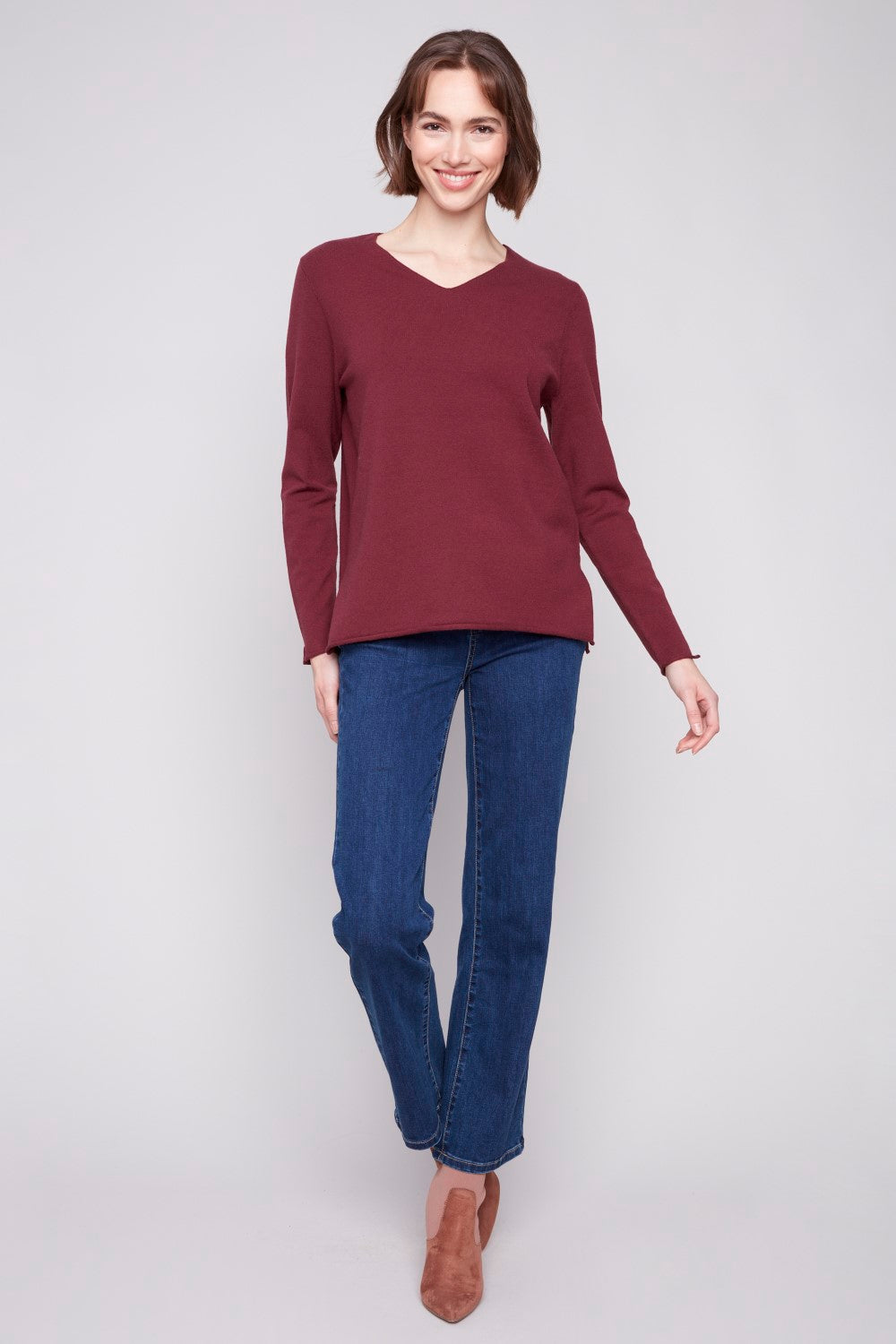 Charlie B Sweater C2279RR-464A-667 Cabernet