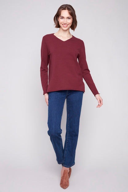 Charlie B Sweater C2279RR-464A-667 Cabernet