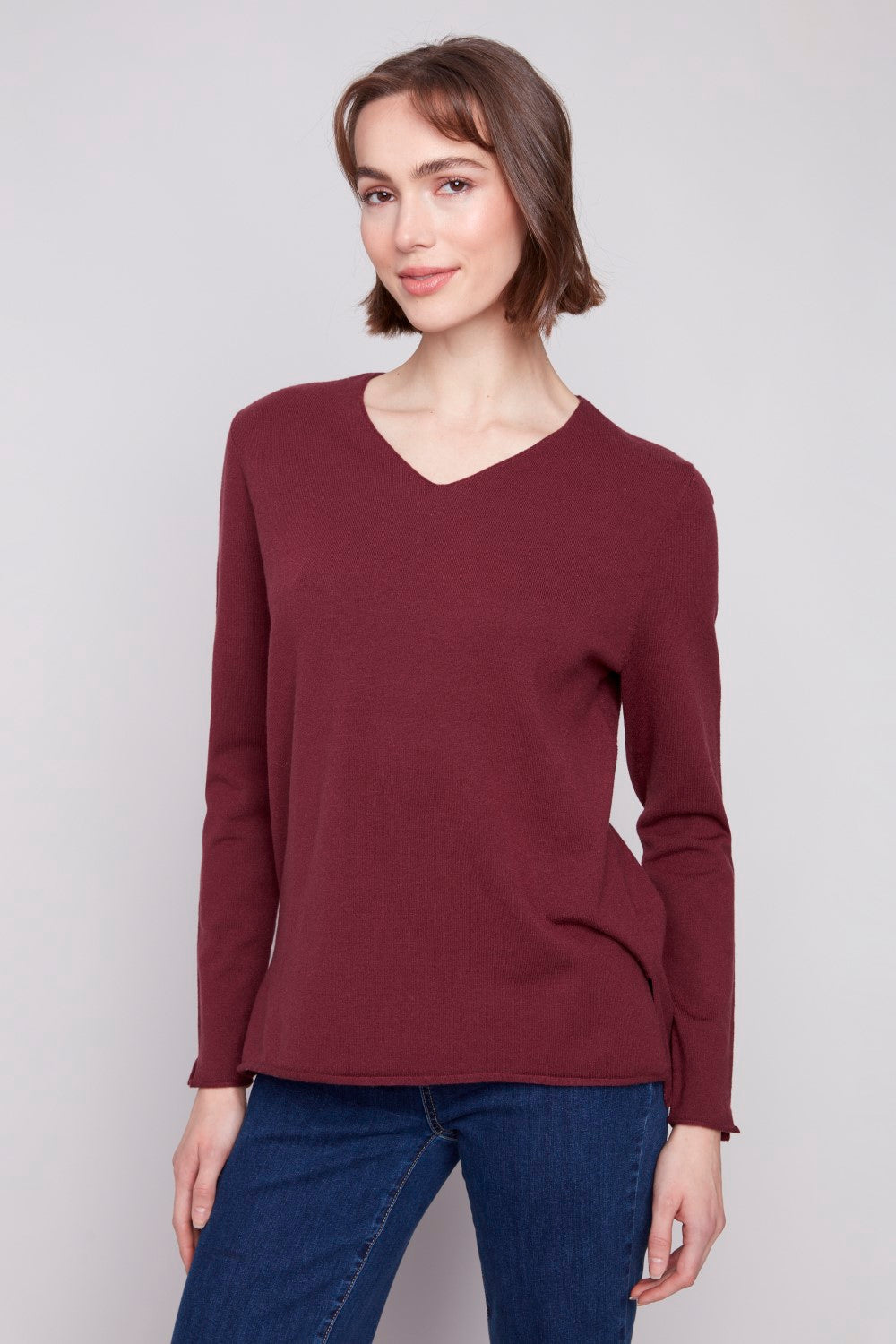 Charlie B Sweater C2279RR-464A-667 Cabernet