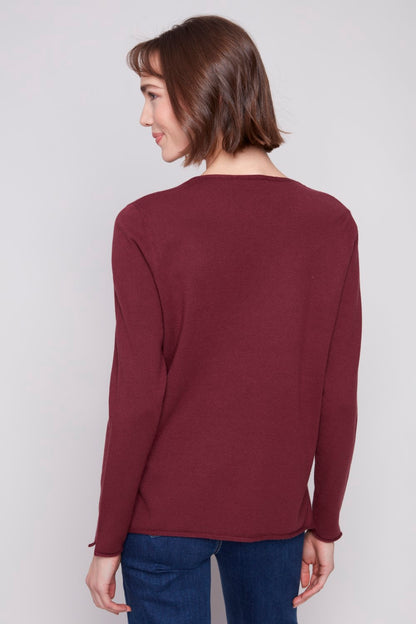 Charlie B Sweater C2279RR-464A-667 Cabernet