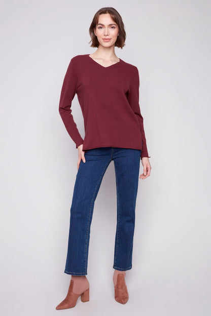 Charlie B Sweater C2279RR-464A-667 Cabernet