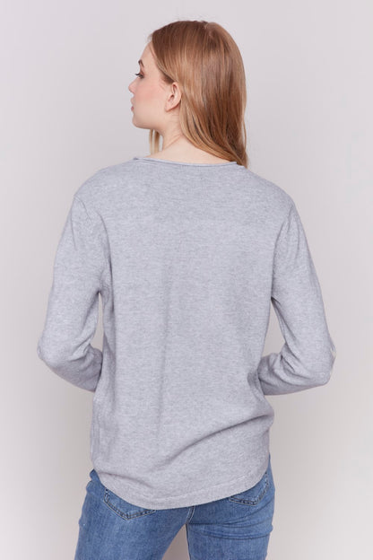 Charlie B Sweater C2373X-736A-P686 H-Lt Grey