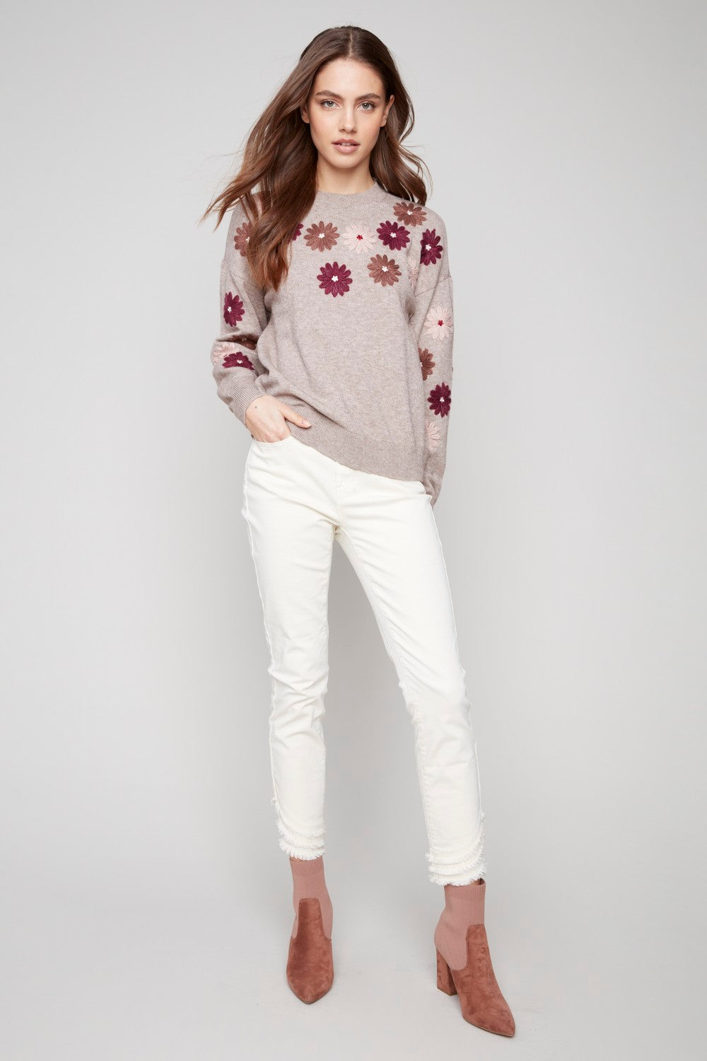 Charlie B Sweater C2891-974A-912 H-Taupe