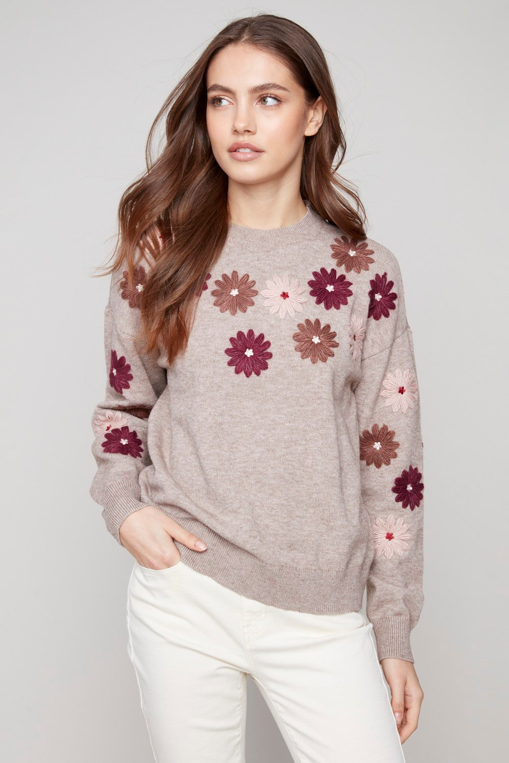 Charlie B Sweater C2891-974A-912 H-Taupe