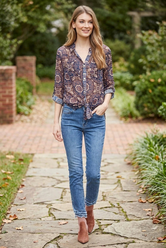 Charlie B Blouse C4308PR-335C-P926 Medallion