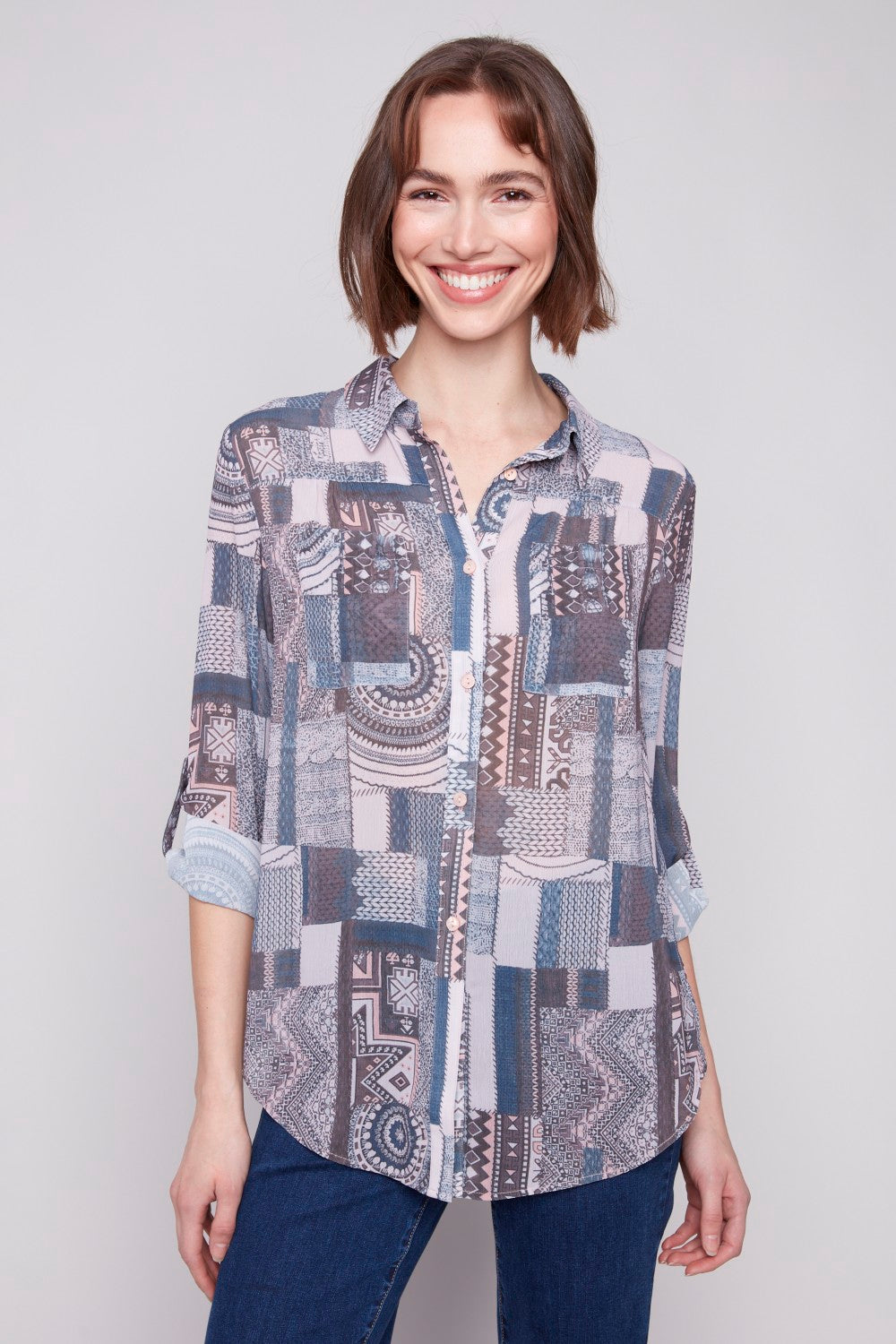 Charlie B Blouse C4308PR-782A-P955 Patchwork