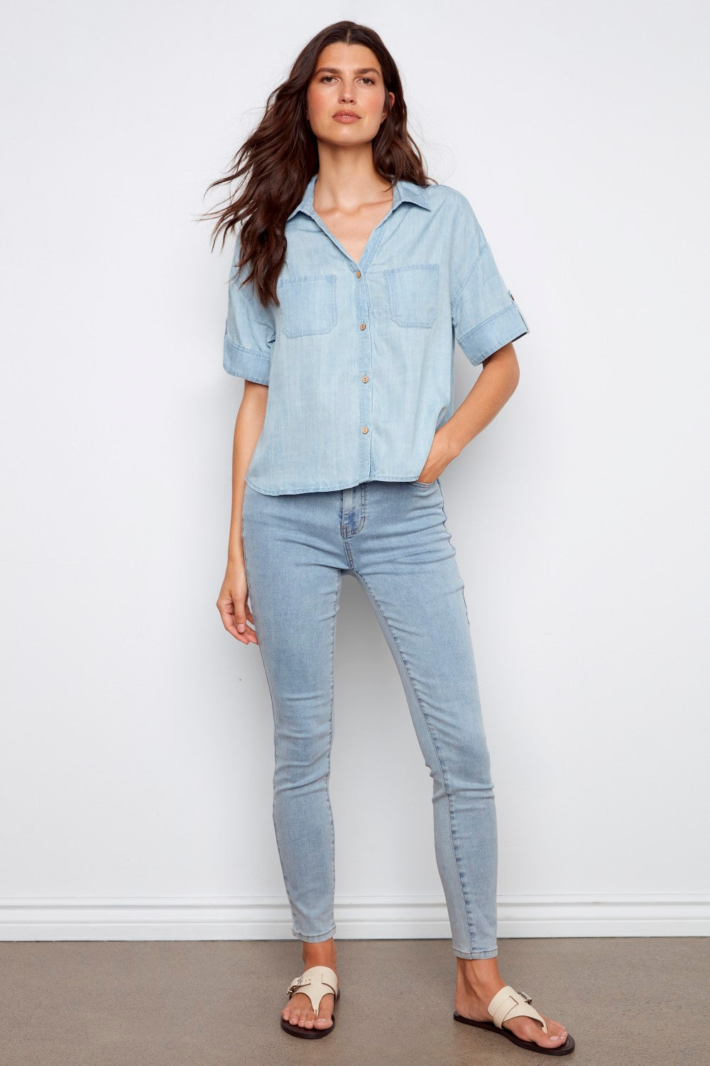 Charlie B Blouse C4688-578C-140 Light Blue
