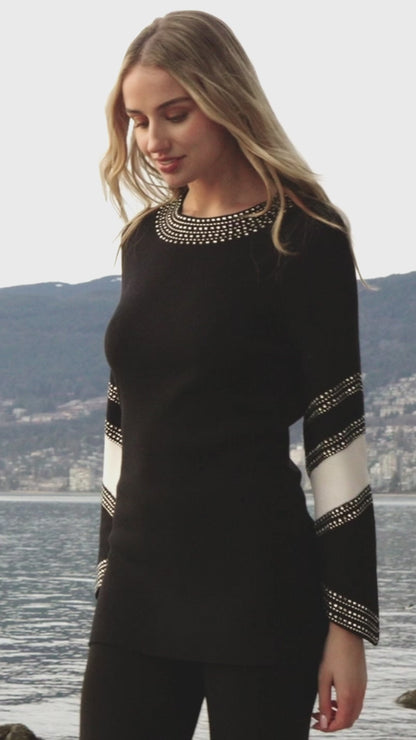 Frank Lyman Sweater 253839 Black/Off White