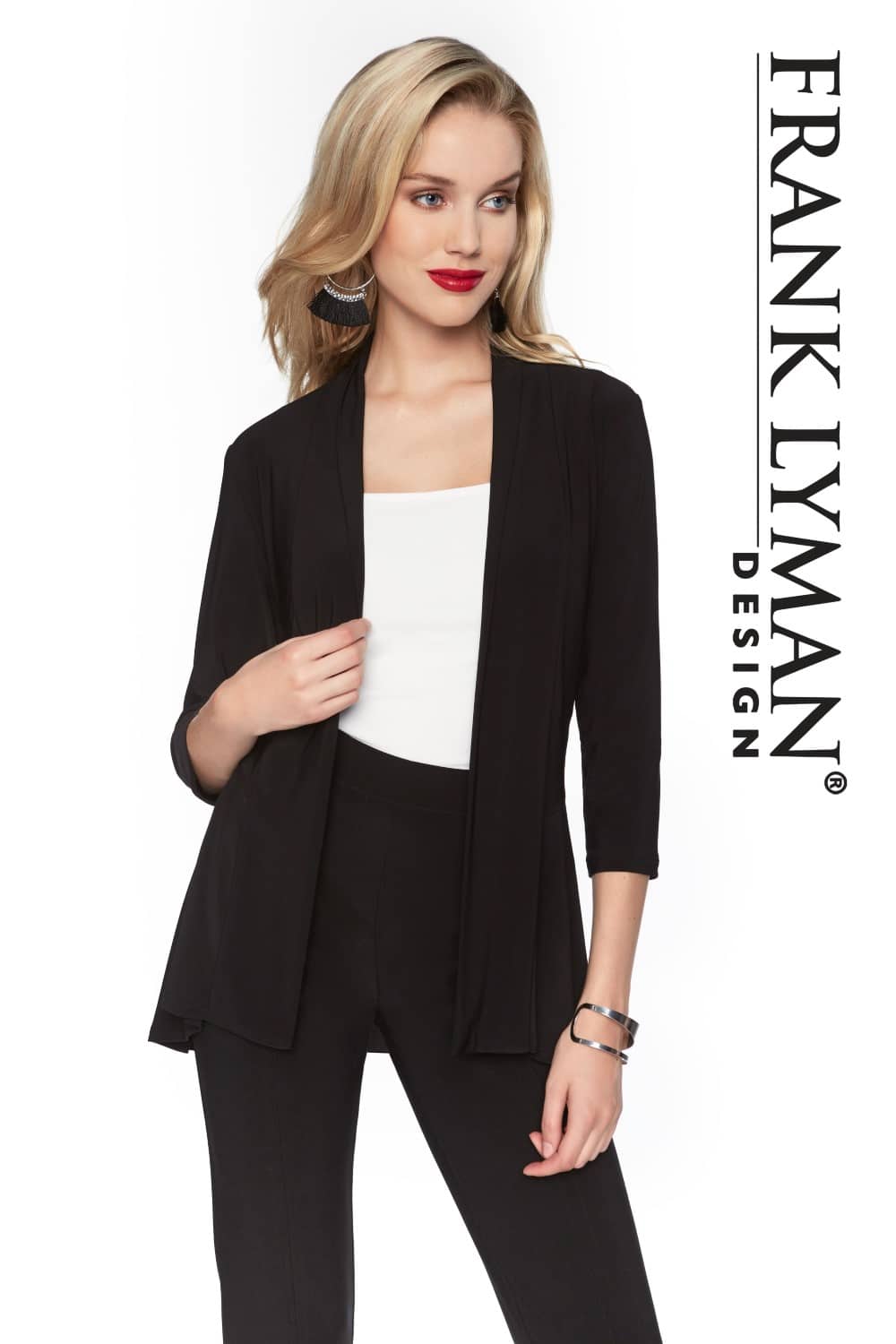 Frank Lyman Cardigan Style 071-BLK Black Belle Mia Boutique
