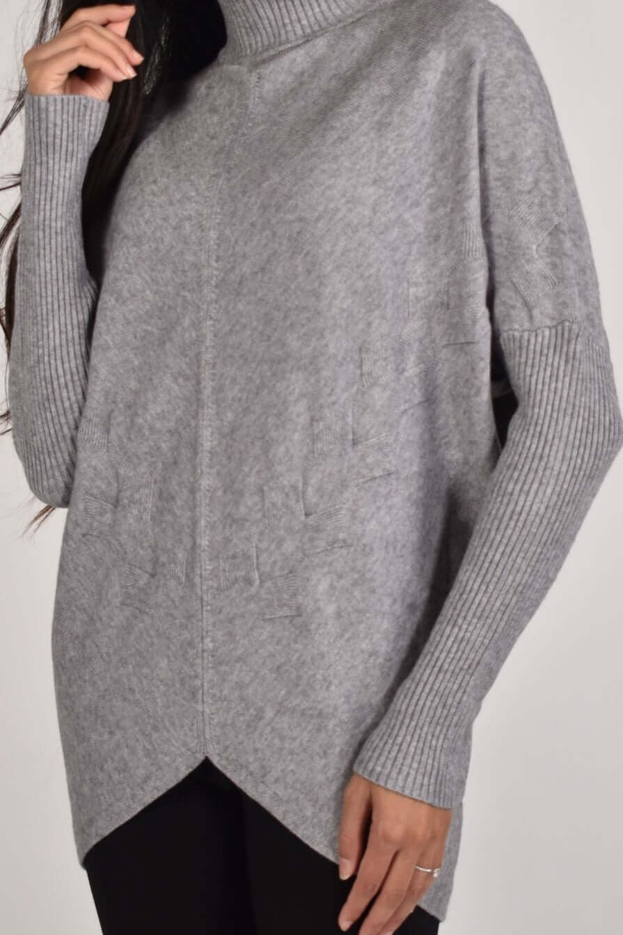 Frank Lyman Sweater 213134U-GR Grey Belle Mia Boutique