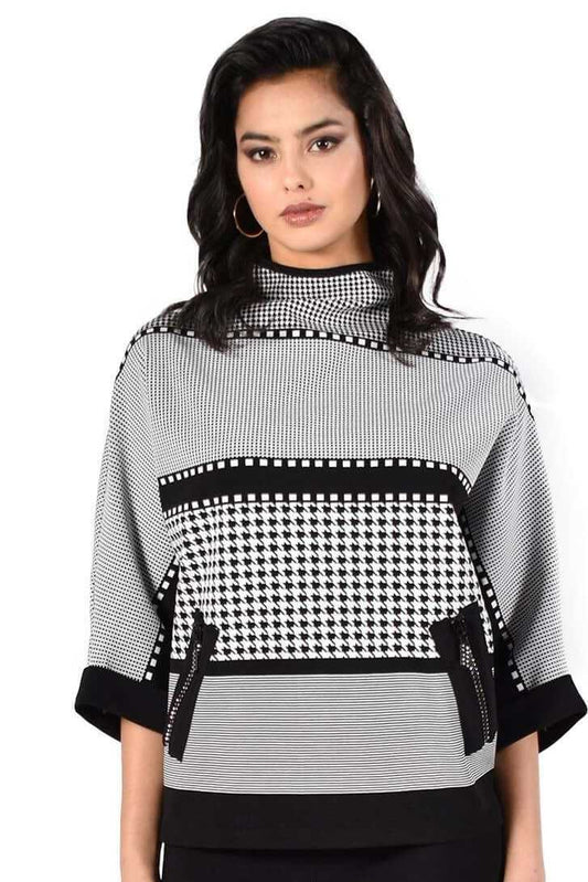 Frank Lyman Top 213523 Black/White bmboutique1.myshopify.com