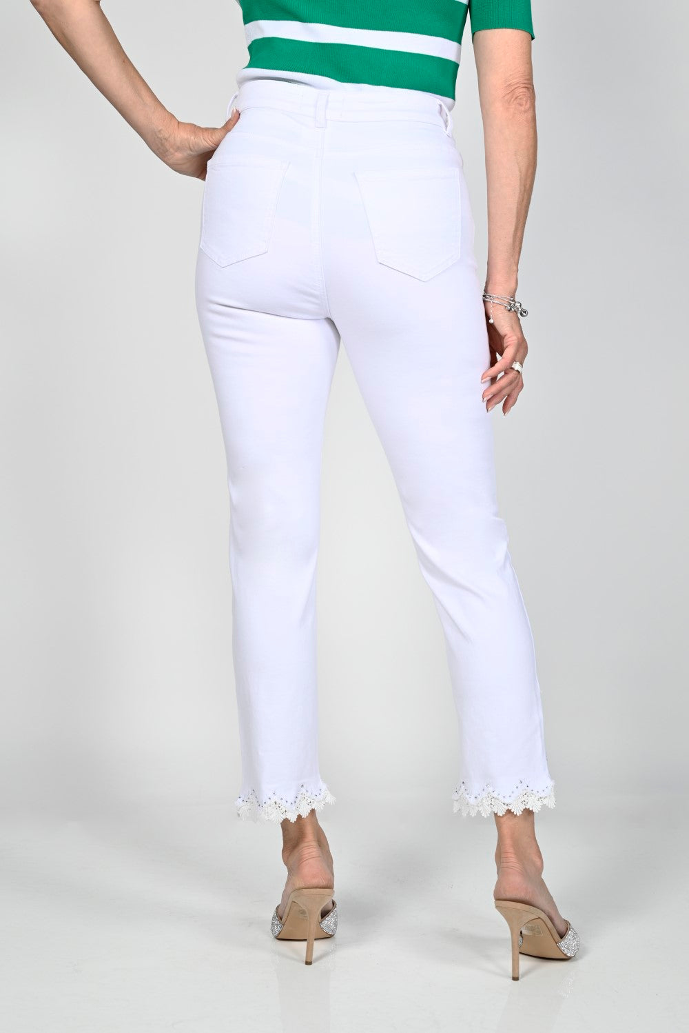 White sales fringed jeans