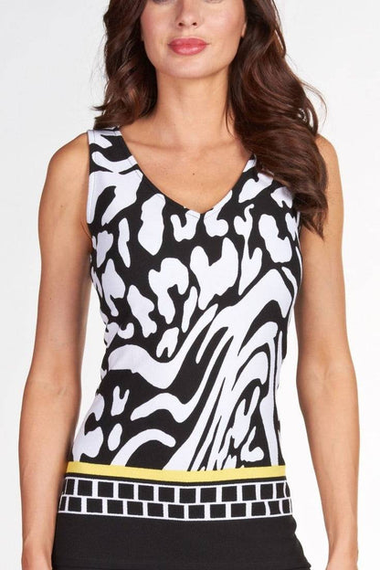 Frank Lyman Top 66180 Black/White/Yellow bmboutique1.myshopify.com