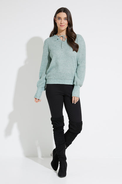 Emproved Front Tie Sweater A2210-FS Frosted-Seafoam