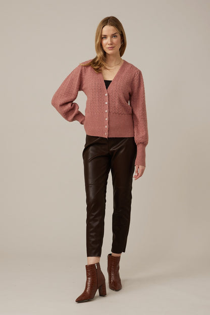 Emproved Cropped Cardigan A2212-PP Puderrosa