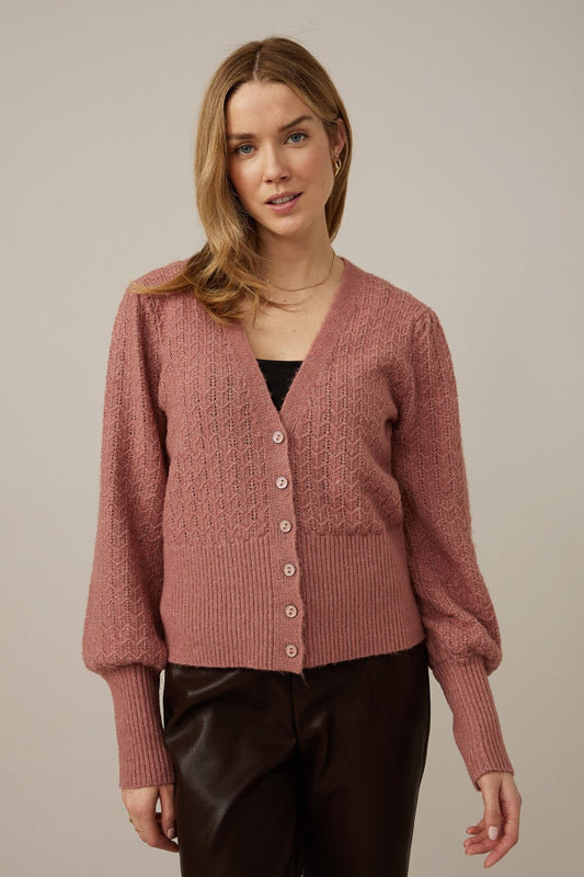 Emproved Cropped Cardigan A2212-PP pulverisert rosa