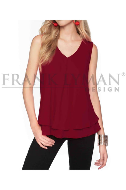 Frank Lyman Top 61175-BRGNDY Burgundy from BelleMiaBoutique.com