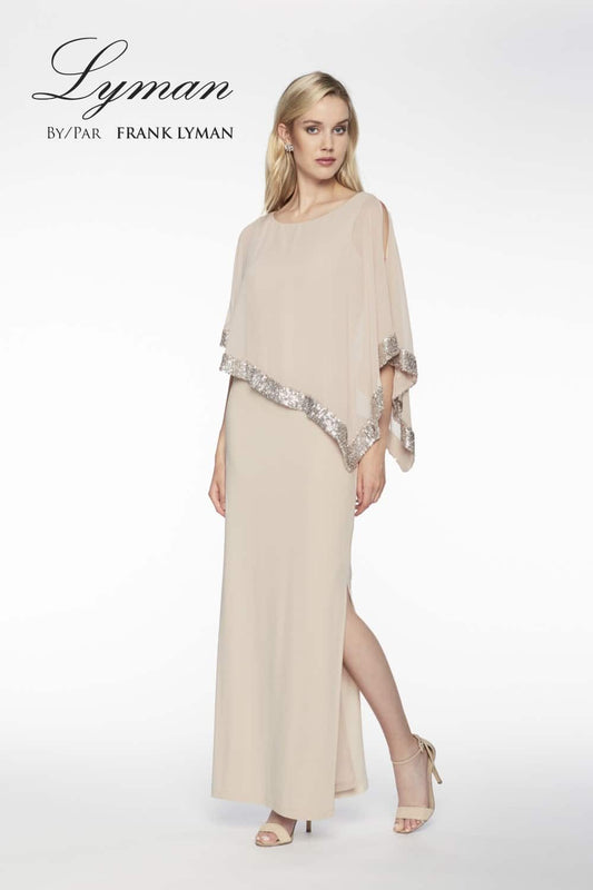 Frank Lyman Dress 198171 Beige/Silver bmboutique1.myshopify.com
