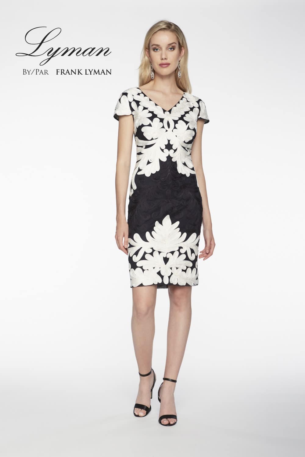 Frank Lyman Dress Style 198113U Navy/Off-White from BelleMiaBoutique.com