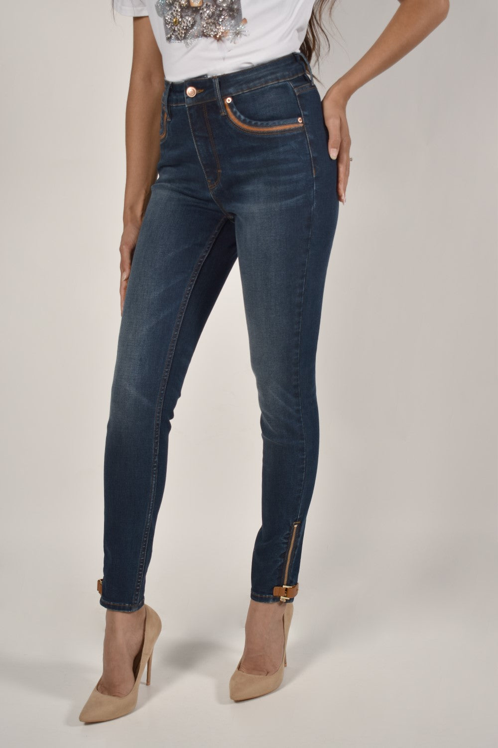 Dark tan skinny sales jeans