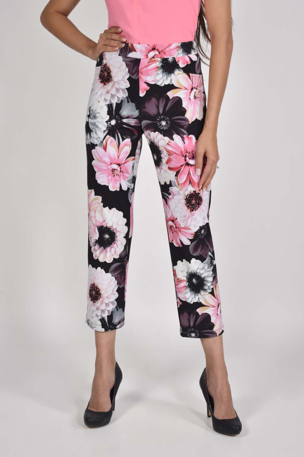 Frank Lyman Pant 221485 Pink/Black Belle Mia Boutique