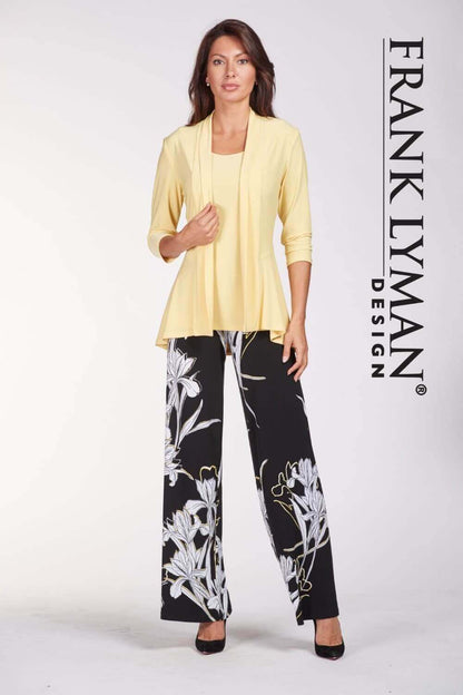 Frank Lyman Pant Style 186261 Black/Yellow/White from BelleMiaBoutique.com 