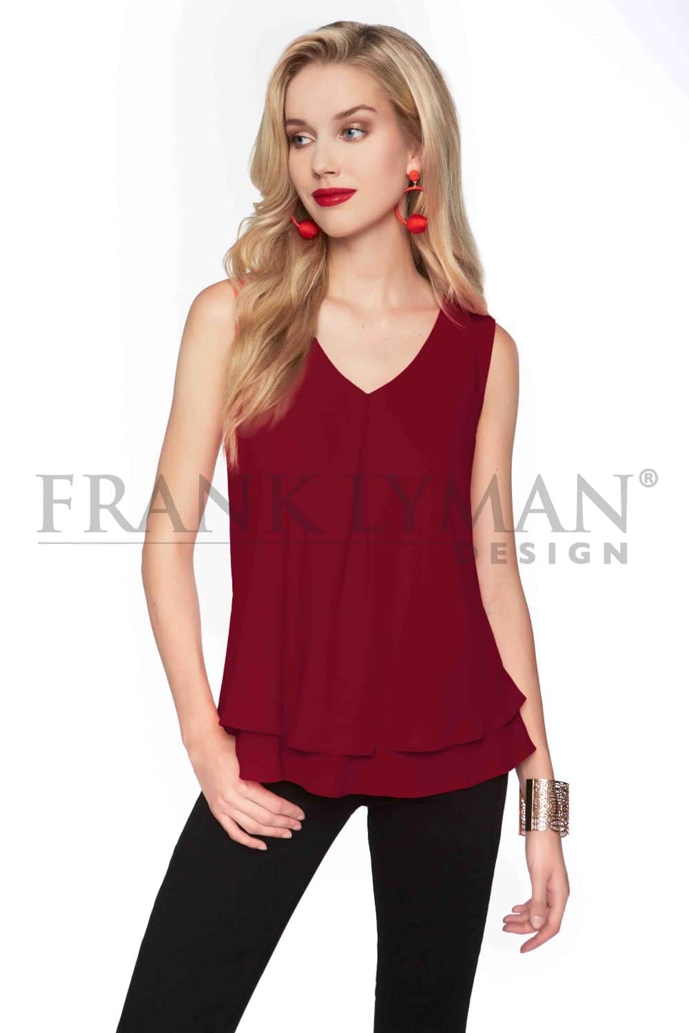 Frank Lyman Top 61175-BRGNDY Burgundy from BelleMiaBoutique.com