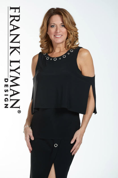 Frank Lyman Top Style 185049 Black from BelleMiaBoutique.com 